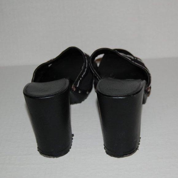 BYBLOS Mare Black SANDALS High Heels Slides OPEN CLOGS size 7 - Picture 4 of 6